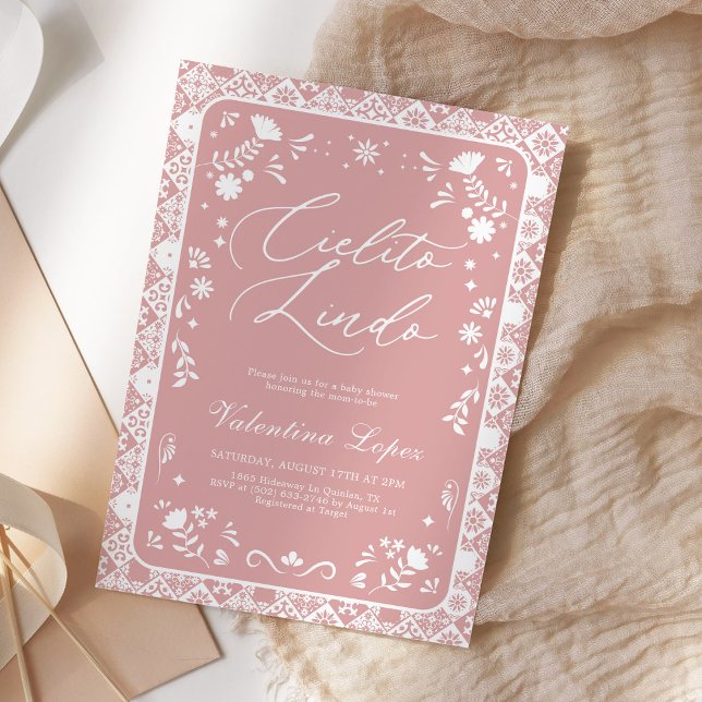 Pink Cielito Lindo Talavera Baby Shower Invitation (Creator Uploaded)