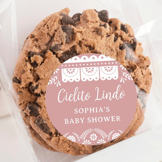 Pink Cielito Lindo Talavera Mexican Baby Shower Classic Round Sticker (Creator Uploaded)