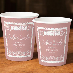 Pink Cielito Lindo Talavera Mexican Baby Shower Paper Cups