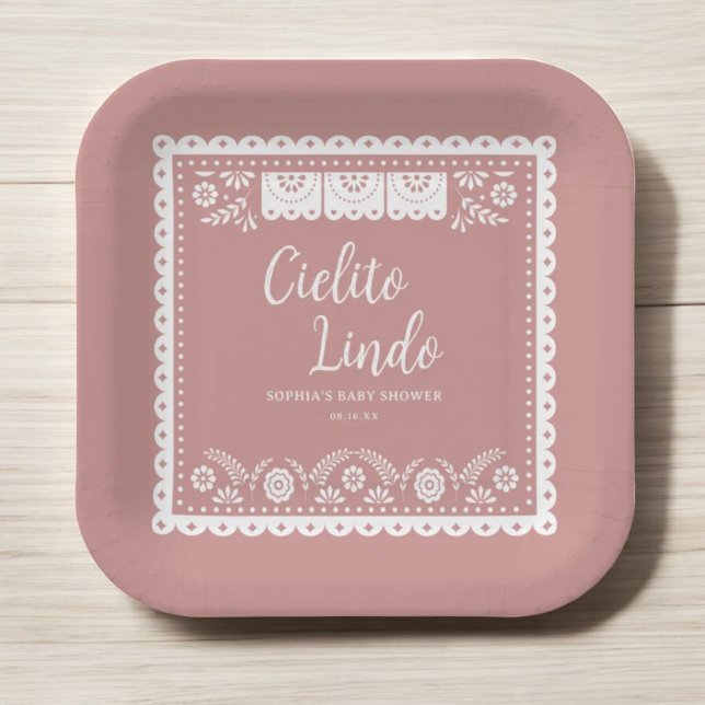 Pink Cielito Lindo Talavera Mexican Baby Shower Paper Plate (Creator Uploaded)