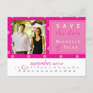 Pink Circle Save the Date Card
