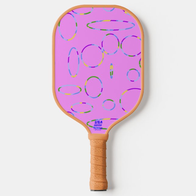 Pink Circles and Loops Pickleball Paddle (Front)