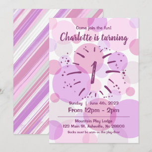 Pink Circles Birthday Girl Invitation