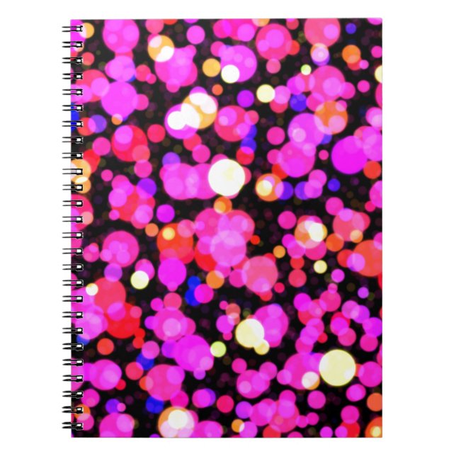 Pink Circles Dot Pattern Spiral Notebook (Front)