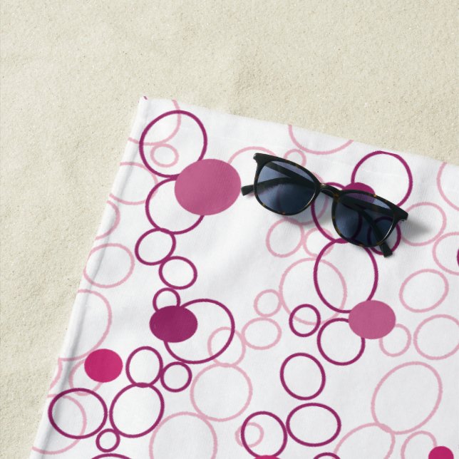 Pink Circles Dots  Beach Towel (In Situ)