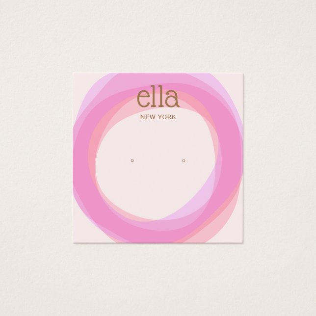 Pink Circles Stud Earring Display Card Square (Front)