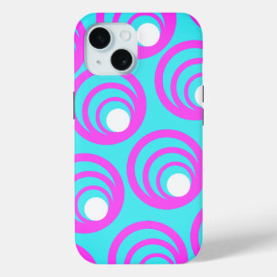 Pink Circles White Inner Circle iPhone 15 Case