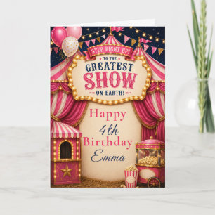 Pink Circus Birthday Card