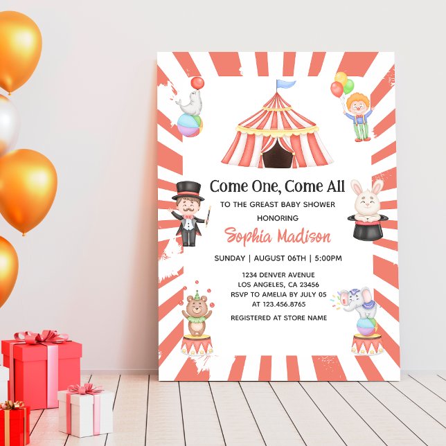 Pink Circus Carnival baby Girl shower Invitation (Creator Uploaded)