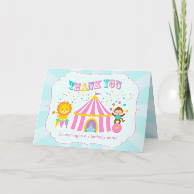 Pink Circus Carnival Personalised Thank You (Front)
