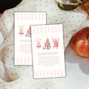Pink Circus Carnival Teddy Bear Books Baby Shower Enclosure Card