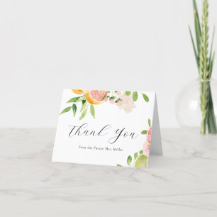 Pink Citrus Bridal Shower Thank You Card