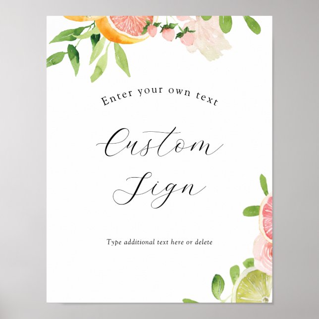 Pink Citrus Custom Text Sign (Front)