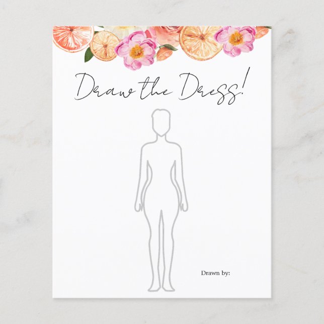 Pink Citrus Draw the Dress Bridal Shower Game (Front)