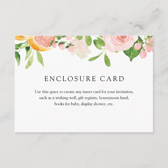 Pink Citrus Florals Enclosure Card (Front)