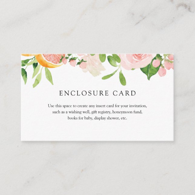 Pink Citrus Florals Enclosure Card (Front)