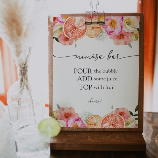Pink Citrus Flower Mimosa Bar Sign (Creator Uploaded)