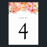 Pink Citrus Flowers Table Number<br><div class="desc">Table number card prints on front and back (double-sided). Items are printed exactly as they appear on your screen when you add to cart,  so personalise and add each table number that you need to your cart individually.</div>