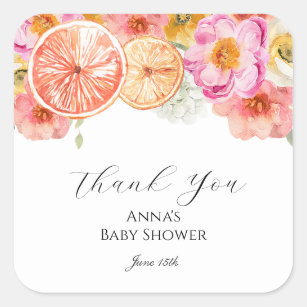 Pink Citrus Flowers Thank You Favour Tag