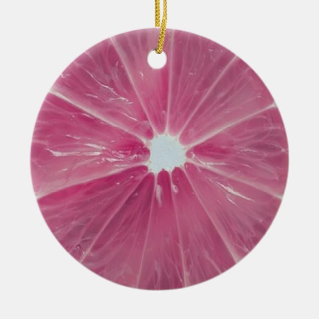Pink citrus fruit earrings ceramic tree decoration (Front)