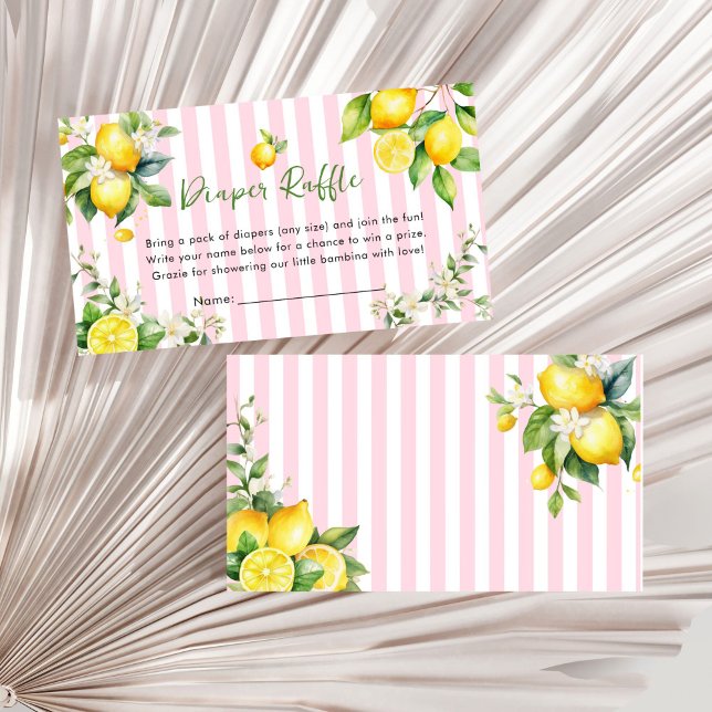 Pink Citrus Lemon Baby Shower Diaper Raffle Enclosure Card (Pink Citrus Lemon Baby Shower Diaper Raffle Card)