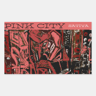 PINK CITY SATIVA RECTANGULAR STICKER