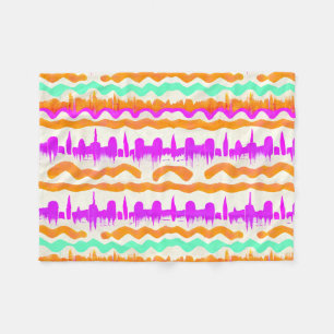 Pink City Urban Mural Graffiti Street Art Pattern Fleece Blanket