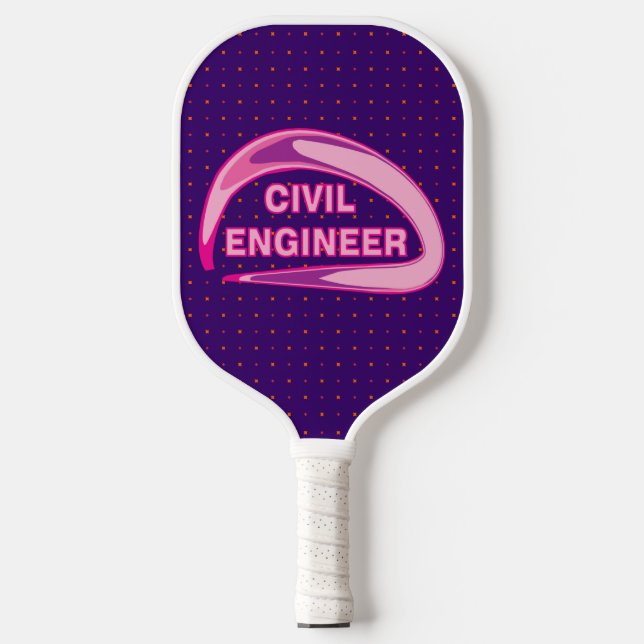 Pink Civil Engineer Ceramic Ornament Pickleball Paddle (Front)