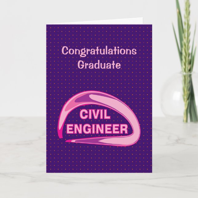 Pink Civil Engineer Graduation Card (Front)