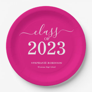 Pink Class of 2023 Graduation Party Paper Plate