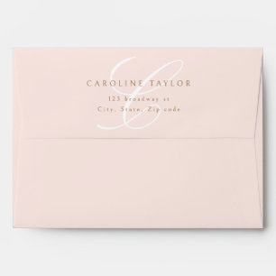 Pink Classic Calligraphy Monogram Return Address Envelope