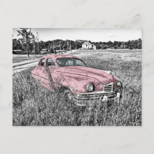 Pink Classic Car Postcard