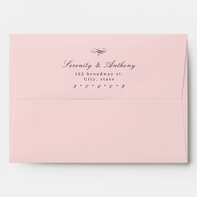 Pink Classic Elegance Script Simple Wedding Envelope (Back (Top Flap))