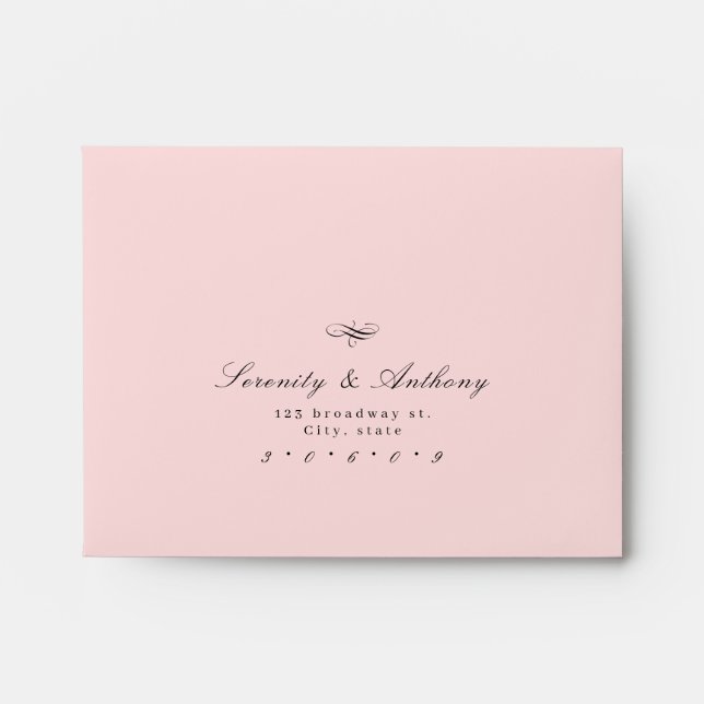 Pink Classic Elegance Script Simple wedding RSVP Envelope (Front)