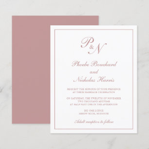 Pink Classic Elegant Budget Wedding Invitation