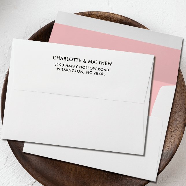 PINK CLASSIC Elegant return address family name Envelope (BABY PINK PLAIN ENVELOPES WITH RETURN ADDRESS PRE PRINTED ON THE FLAP)