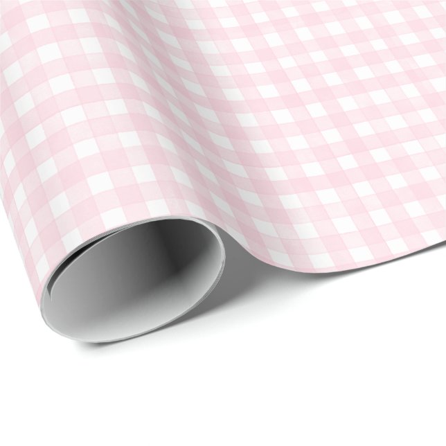 Pink Classic Gingham Wrapping Paper (Roll Corner)