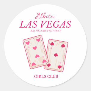 pink classic las vegas bachelorette round sticker