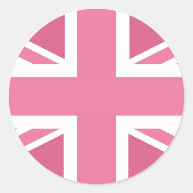 Pink Classic Union Jack British(UK) Flag Classic Round Sticker (Front)