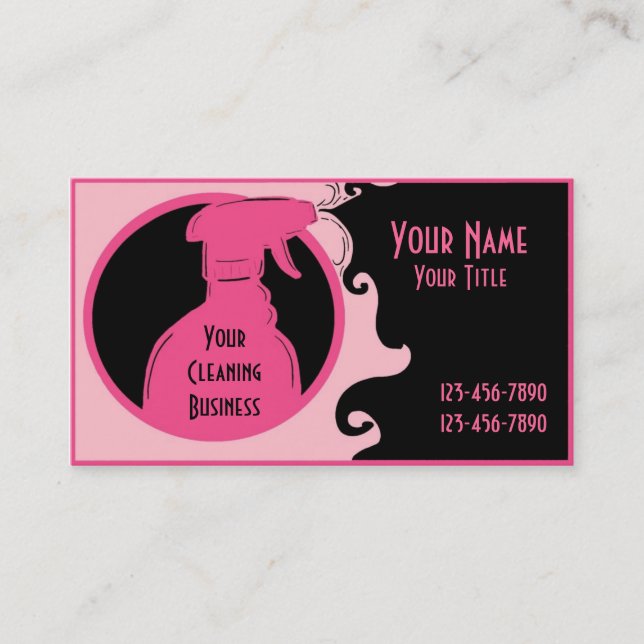 Pink Cleaning Services custom business cards (Front)