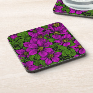 Pink Clematis vine Coaster