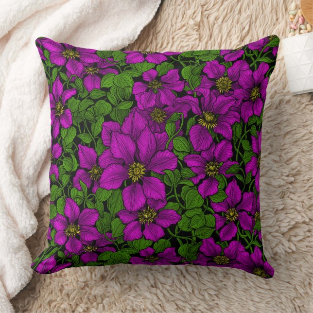Pink Clematis vine Cushion (Blanket)