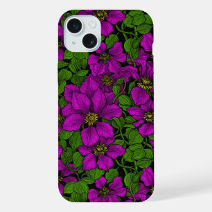 Pink Clematis vine iPhone 15 Plus Case