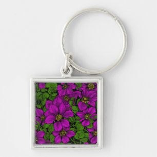 Pink Clematis vine Key Ring