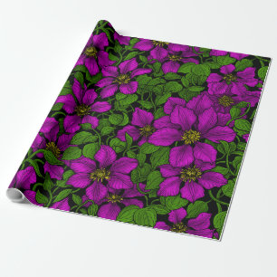Pink Clematis vine Wrapping Paper