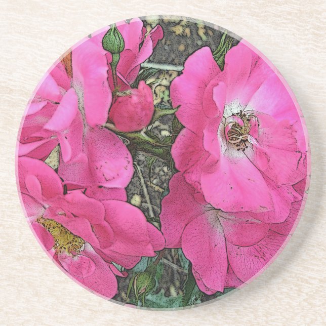 Pink Climbing Rose Coaster (Front)