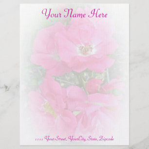 Pink Climbing Rose Letterhead Stationery