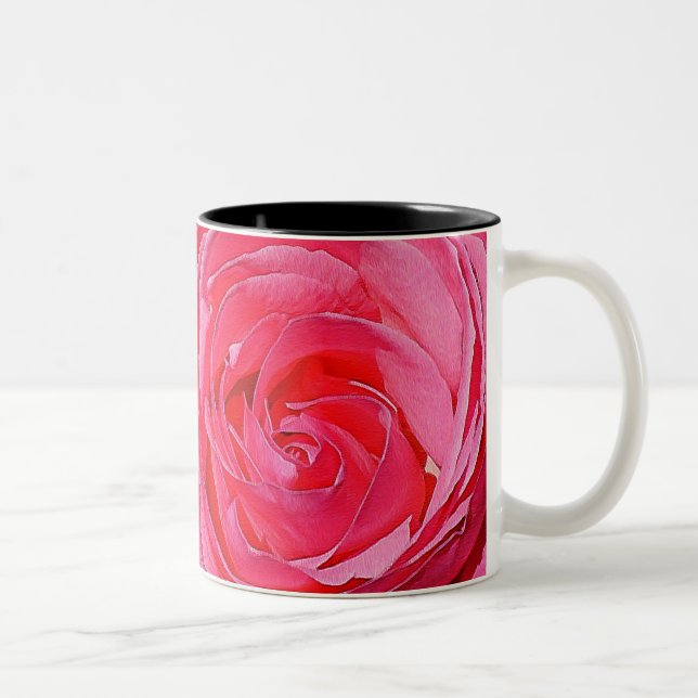 Pink Climbing Roses Two-Tone Coffee Mug (Right)