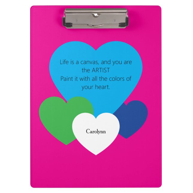 Pink Clipboard w/ Hearts (Front)