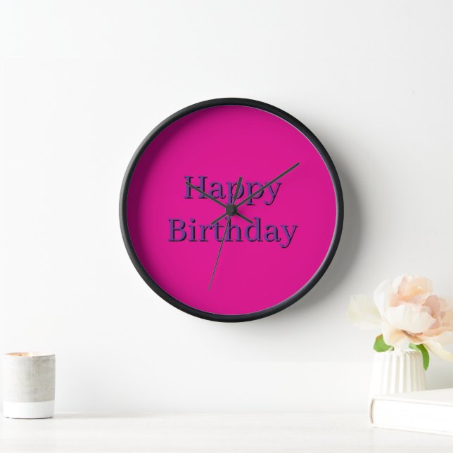 Pink Clock - Happy Birthday (Home)